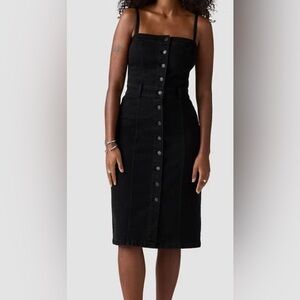 Levi's Womens Black Wash Denim Bustier Fitted Stretch Dress Ladies Night Medium